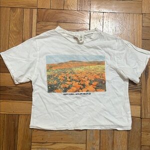 French Pastry White Tee with Orange Floral Graphic